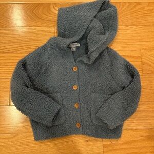 Posh Peanut Cozy Blue Hooded Cardigan with Wooden Buttons 18-24 months Unisex